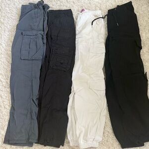 Stylish Cargo Pants Set - Gray, Black, White